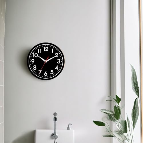 DAXSMY Wall Clock Black Battery Operated 10 Inch Simpel Silent Non Ticking Analog Decorative for Kitchen Bathroom Bedroom Office Living Room School Classroom(Black) - Thumbnail 7