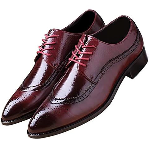 Men's Oxfords Wingtip Formal Leather Prom Dress Wedding Shoes for Men Red 12 US Cover