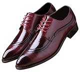 Men's Oxfords Wingtip Formal Leather Prom Dress Wedding Shoes for Men Red 9.5 US