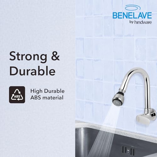 Image of Benelave by Hindware F680024Cp Abs Faucet Connector with Dual Flow | 360-Degree Rotation | Dual Flow- Shower & Aerator Mode | Sink Spray Water Saving | Made of Abs,Standard