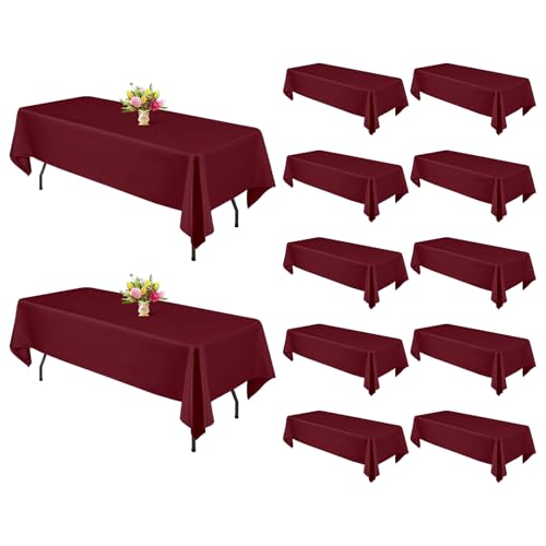 YMHPRIDE Lot de 12 nappes en tissu à carreaux 150 x 250 cm pour table rectangulaire de 1,8 m, en polyester lavable, pour décoration de table de mariage,...