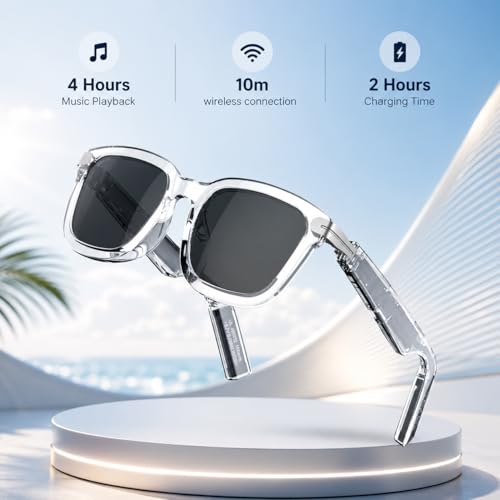 Image of Futopia AIVIS-G AI Smart Glasses|Voice Assistant,Stereo Audio,Dual Mic ENC|Calls,Music & Translation|Real-time Translation|Meeting Minutes|Dual-Microphone|Noise Reduction|Single-Point Touch.