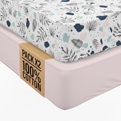 Mamylux 2-Pack 100% Cotton Fitted Crib Sheets–Ultra-Soft & Breathable Baby Bedding – Fits Standard Crib Mattress 52