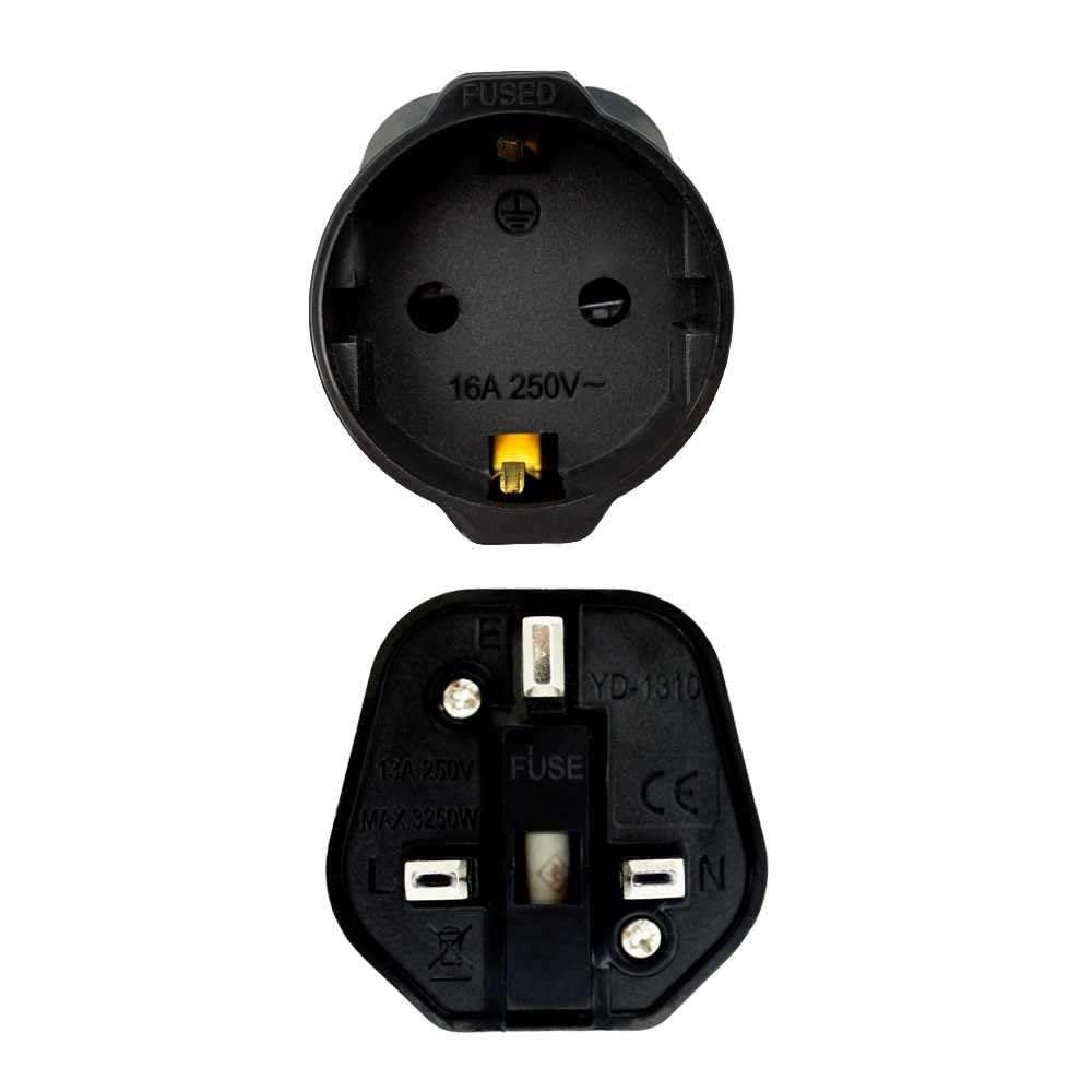 OcioDual Adattatore UK Ita, Adattatore Presa UK, Spina Inglese, Regno Unito all'UE, Adattatori Prese Inglesi, Spina da Viaggio, Convertitore da 2-pin a 3-pin, Presa UK Italiana, Nero