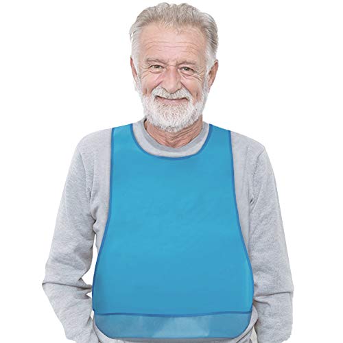 2 Pack Adult Bibs for Eating Senior Citizens Elderly And Disabled Gifts Reusable Portable Waterproof Clothing Protectors With food Catcher For Men Women Easy To Clean Big Neck Opening.