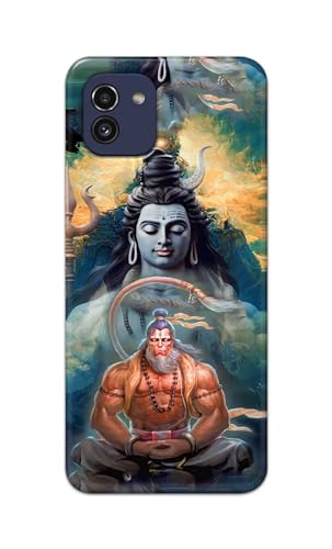 Image of PRINTFIDAA Printed Hard Back Cover Case for Samsung Galaxy A03 Back Cover (Lord Shiva and Hanuma) -112