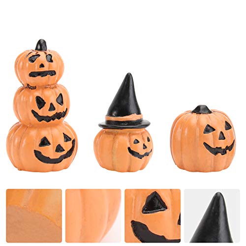 Estatueta de abóbora de resina em miniatura de jardim de fadas de Halloween para decoração de casa d