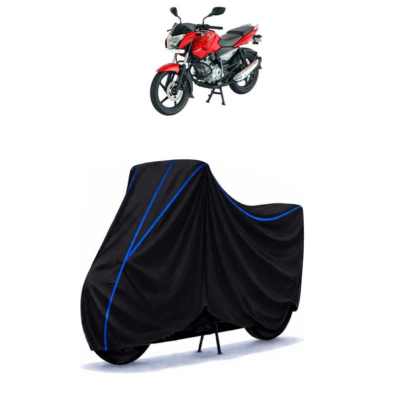 Image of Bajaj Pulsar 300 Bike Cover Water Resistant Universal Motorcycle Rain | Heavy Duty UV Protection, Dust, Scratch Indoor Outdoor All Weather with Black Blue Piping Elastic
