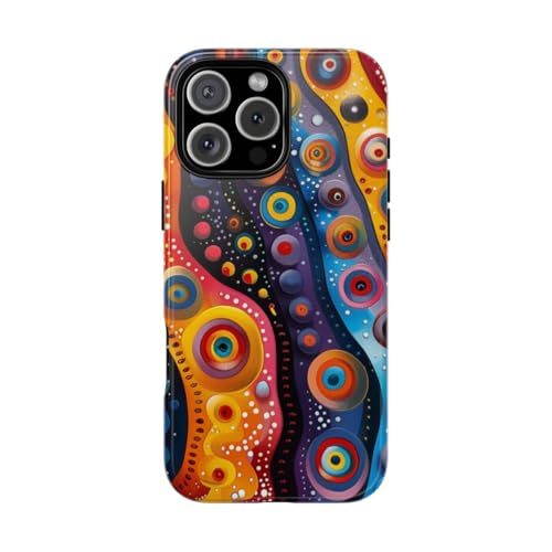 Coque iPhone 16 Pro Max motif circulaire abstrait multicolore rigide