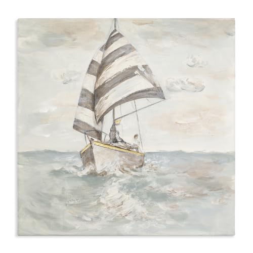 Sailing Fishing Boat Open Sea, 24 x 24 Inch Canvas Wall Art