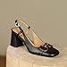 Vertundy Women's Slingback Closed Square Toe Chunky High Heels Sandals Adjustable Ankle Buckle Strap Dress Summer Pumps Ladies Block Heel Black