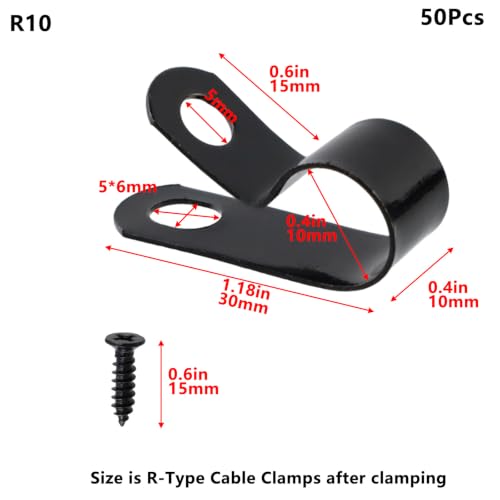Abrazadera de cable tipo R de 10mm Geesatis para organizar cables en el escritorio 3