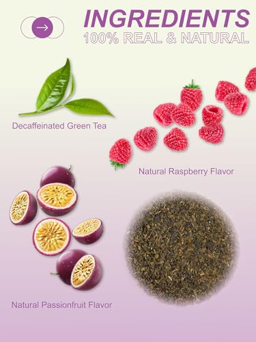 Image of TeeLux Decaf Passion Fruit & Raspberry Green Tea, Aromatic & Smooth, 100 ct