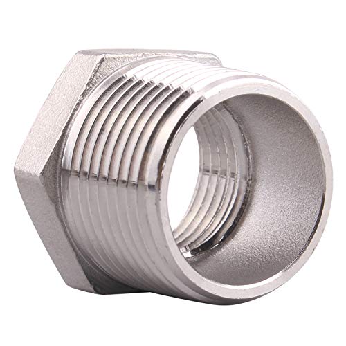 DERPIPE Stainless Steel Reducer Hex Flush Bushing, 3/4\" NPT Male 1/2\" NPT Female,Reducing Adapter Cast Pipe Fitting (Pack of 2) - Thumbnail 2