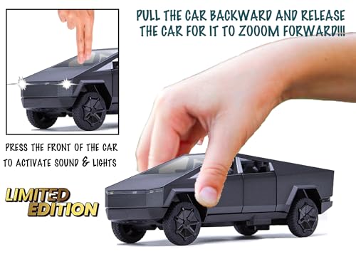 Image of JOY JUNCTION Limited Edition 1:32 Scale Metal Pull Back Toy car with Openable Doors, Light & Engine Sound - Realistic Collectible for Boys Kids 3+ Years & Above (CyberTruck Black)