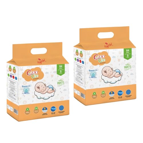 Image of Coo Coo By Mafatlal Extra Dry Baby Pull-Up Premium Diaper Pant, Size S (Small), 168 Count | 4-8 kg | Up to 12 Hrs Protection | Super Absorbent Core | Soft Elastic Waist | Leak Protection