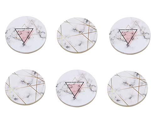 HomuYI 6 Pack Coasters for Drinks Diatomaceous Earth Mats Holder Absorbent Durable Dries