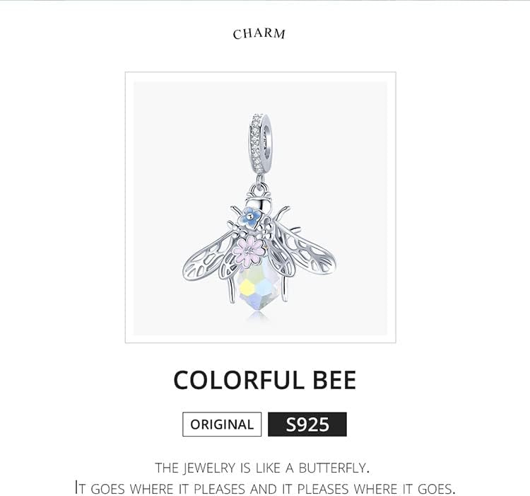 Yellow Queen Bee Charms for Bracelet 925 Sterling Silver Lucky Animal Charm Necklace Birthday Christmas gifts Crystal 395) - Image 2