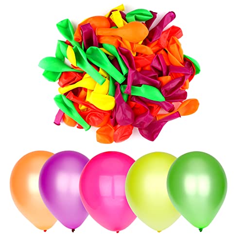 neon color balloons - LUTER 100pcs 12 inch Neon Balloons, Colorful Latex Balloons Glow Balloons Fluorescent Balloons Black Light Party Balloons Neon Party Decorations for Party Wedding Birthday Decorations (5 Colors)