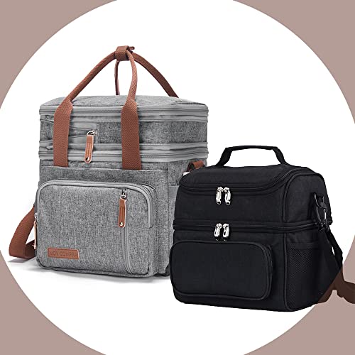 Mov Compra Movcompra Expandable Insulated Lunch Bag For Women Double Deck Lunch Cooler Bag For Men Reusable Lunch Bag With Adjustable Shoulder Strap For Work, Picnic #TOP11