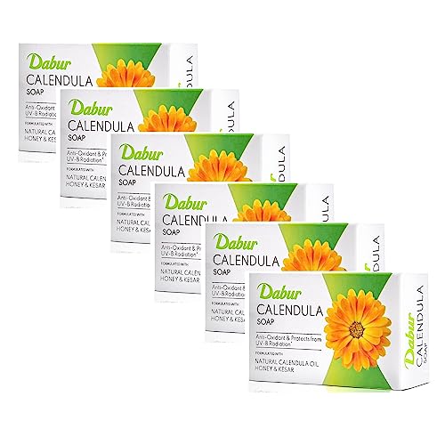 Dabur Calendula Soap – 450g (Pack Of 6, 75g Each) | Power Of Soothing Calendula Oil | For Scarring & Sunburn | Reduces Acne & Blemishes | Calms & Replenishes Skin | For All Skin Types For Rs. 195 @ 46% off