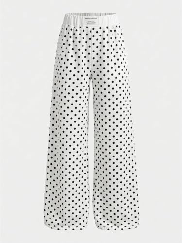 Image of RoseSeek Girl's Baggy Sweatpants Letter Patched Wide Leg Pants Elastic Waist Long Trousers Joggers Trendy