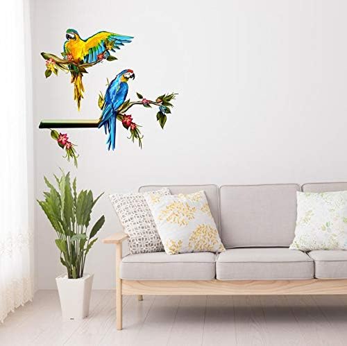 Asian Paints Wall-Ons, Blue & Gold Macaws' Decal, DIY Removable Peel and Stick UV Printed Wall Sticker - 'Covers H 2 ft x W 1.4 ft', Home Décor
