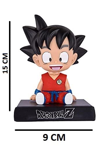 Image of Super Hero Goku Orange Rubber Action Figure Limited Edition DBZ Bobblehead with Mobile Holder for Car Dashboard, Office Desk & Study Table,15 X 10 cm