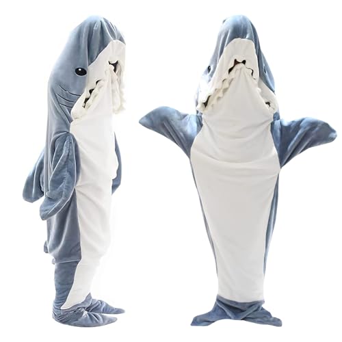 Fancemot Shark Blanket Shark Blanket Hoodie Soft Cozy Shark Blanket Onesie Flanell Wearable Shark Blanket Skin-Friendly