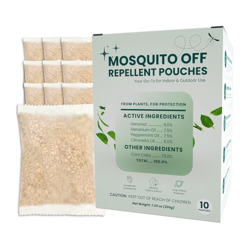Mosquito Repellent Outdoor Patio, Ourdoor Mosquito Bug Repellent Deterrent Pouches, Mosquito Control for Home Yard Patio Camping Hiking (10 Pouches)