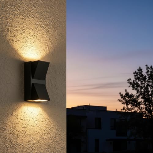 Image of FERA Waterproof Up Down Led K Model Wall Lamp, Aluminium IP65 Body 2 Ray, Warm White, Indoor /Outdoor Decorative Wall Sconce Light (K-2 Way)