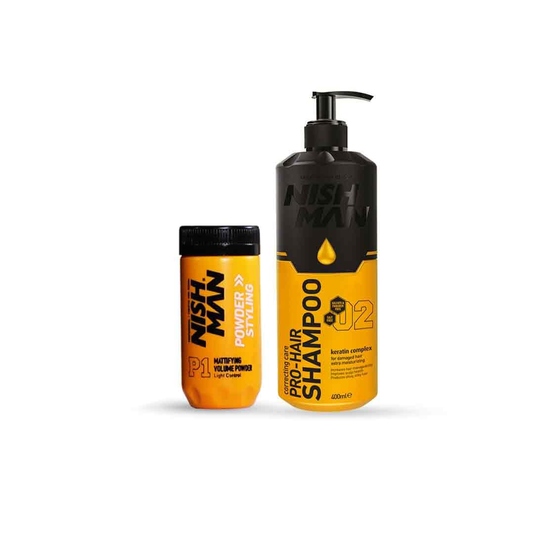 Nishman Hair Styling Powder Wax -20g & Keratin Complex Hair Care Shampoo - 400ml, Unisex Combo Kit-image-37