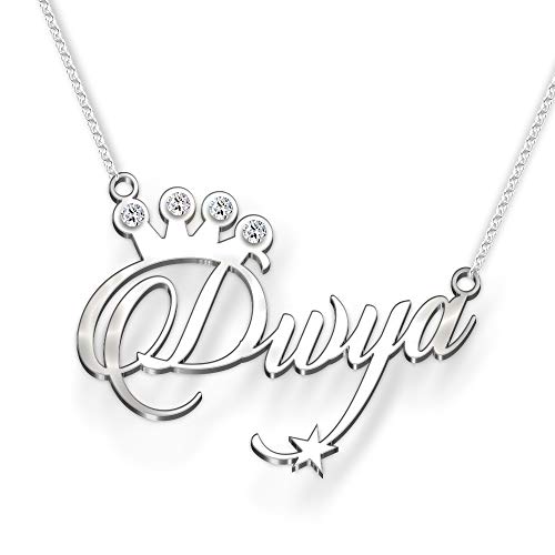 Dreamrax Divya Cursive Gold Silver Name Pendant Necklace, Best