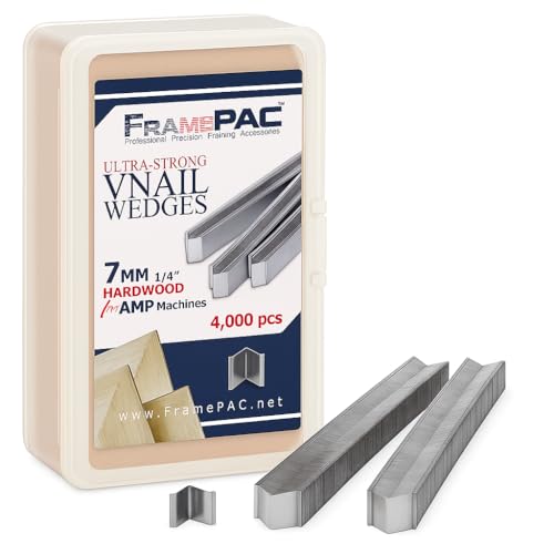 Image of V Nails for Picture Frames Hardwood (AMP) 7mm (1 /4 Inch) [4000 V-Nail Pack, Stacked] - (for use in Automatic V Nailer for Picture Framing, Automatic V Nailer for Picture Frames)