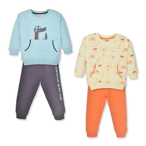 Image of LuvLap Baby Boys Full Sleeve Sweatshirt & Pyjama Sets, Pack of 2