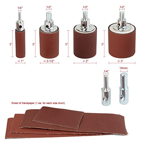 O'skool Schleifzylinder Set 4-tlg mit austauschbarem Schleifpapier Für Bohrmaschine
