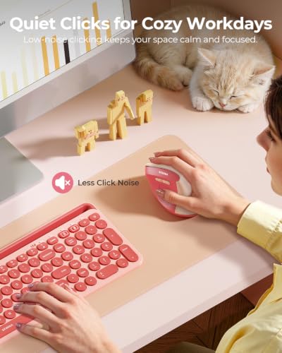 Image of seenda Ergonomic Wireless Mouse, MOU200 Vertical Bluetooth Mouse with 2.4G USB Receiver, Dual Bluetooth, Quiet Clicks, 52 Grip, 3-Level DPI, 116g Right Hand Mouse for Laptop PC Mac Android, Hot Pink