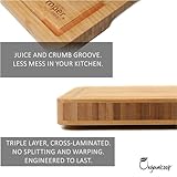 Organicook Luxury Large Wooden Chopping Board - Non-Slip Feet, Bamboo Chopping Board, Wood Cutting Board, Butchers Block, Easy Clean, Thick 40x30x3cm, Fair Trade - Image 4