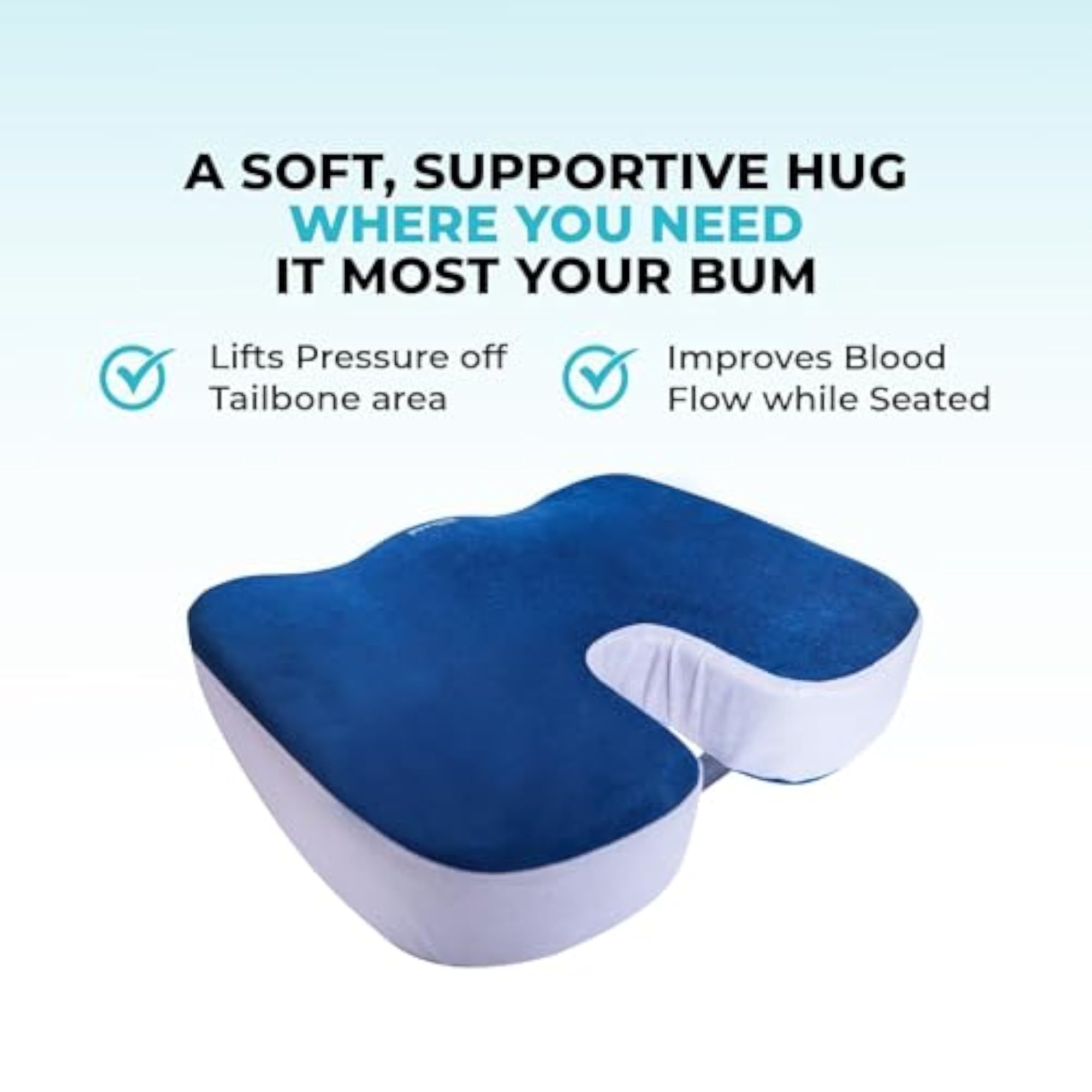 Coccyx Memory Foam Seat Cushion for Tailbone Pain Relief