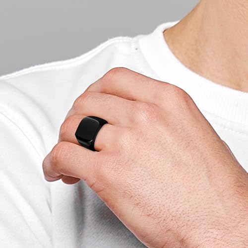 Image of Signet Biker Rings Solid Polished Stainless Steel Ring for Men Size 7-15,Black Gold Silver Great Gift