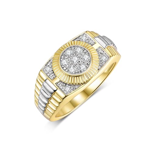 Image of Rylos Diamond Designer Ring, 0.25 Carats Sterling Silver or Yellow Gold Plated, Jewelry for Men, Timeless Style, Premium Quality Gift in Sizes 6-13