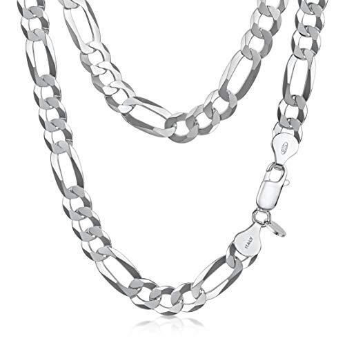 Amberta Chaîne Maille Figaro pour Homme en Argent 925/1000: Épaisseur 0.77 cm Longueur 55 cm