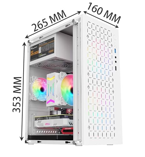 ゲーミングPC用ミドルタワーケース，合金鋼製，白，M-ATX/ITX/Micro-ATX対応，風冷/空冷対応，特にアクリル製のサイドパネルを採用しており、内部のパーツを美しく見せることができます。 (ホワイト)