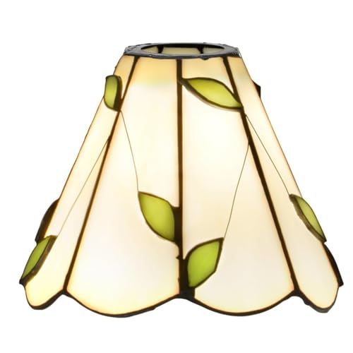 Tiffany Style Lampshade Replacement 6 Inch Simple Leaves Stained Glass Lamp Shade Handmade Vintage Art Deco Ceiling Light Shade for Wall Lamp Chandelier Floor Lamp Table Lamp