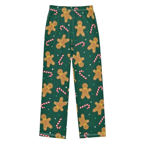 Boys' Pants Gingerbread Man Sweets Dots Green Long Bottoms Jogger Pants Elastic Waist Trousers with Pockets S-XL