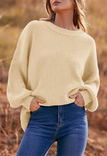 Image of PRETTYGARDEN Womens Sweaters Spring 2026 Oversized Chunky Knitted Pullover Sweater Casual Long Sleeve Crewneck Cute Sweaters