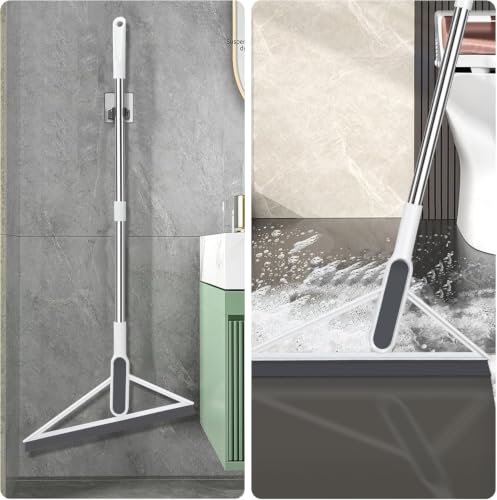 Image of ROKTRY Floor Squeegee Broom with Long Stainless Steel Handle | Multipurpose Floor Wiper for Bathroom,Kitchen,Tiles,Marble, Glass & Wet Cleaning | Heavy Duty Rubber Water Scraper for Home,Office