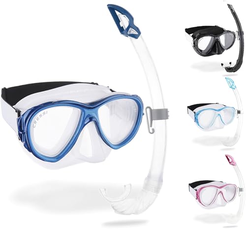 Cressi Samoa & Mexico - Combo Set Mask Samoa + Snorkel Mexico Diving and Snorkelling, Clear/Blue, One Size, Unisex Adult