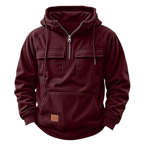 Mens Zipper Hoodie Baggy Unisex Pullover with Pockets Work Cotton Fashion Sweatshirt Essentials