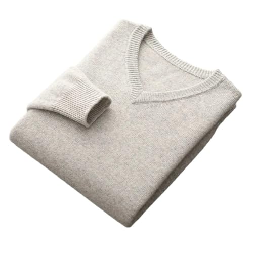 Mens Thick Wool V Neck Sweater Long Sleeve Casual Pullover 100 Percent Merino Wool Business Knit Jumper